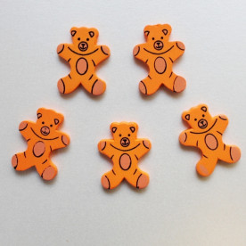 Деревянный медвежонок оранжевого цвета, высота 34 мм, ширина 28 мм, 1 шт