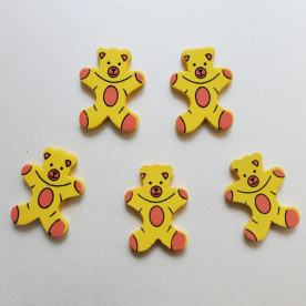 Деревянный медвежонок желтого цвета, высота 34 мм, ширина 28 мм, 1 шт