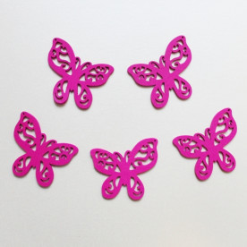 Деревянная бабочка ярко-розового цвета, длина 49 мм, ширина 45 мм, 1 шт