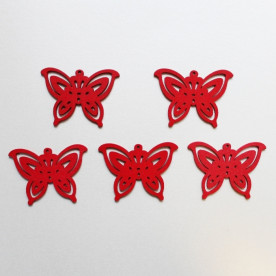 Дерев'яна метелик червоного кольору, довжина 50 мм, ширина 35 мм, 1 шт