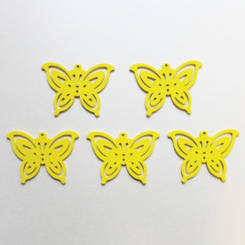 Дерев'яна метелик жовтого кольору, довжина 50 мм, ширина 35 мм, 1 шт