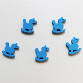 Дерев'яна конячка синього кольору, довжина 17 мм, висота 17 мм, 1 шт