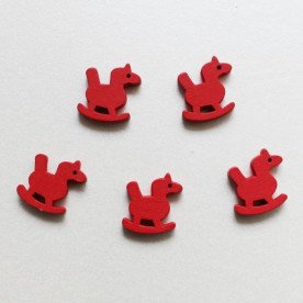 Деревянная лошадка красного цвета, длина 17 мм, высота 17 мм, 1 шт