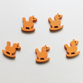 Деревянная лошадка оранжевого цвета, длина 17 мм, высота 17 мм, 1 шт
