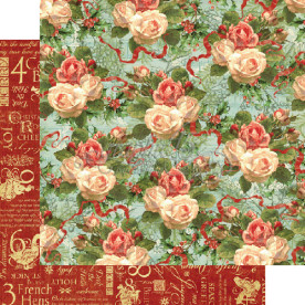 Аркуш скраппаперу Christmas Rose, 12 Days of Christmas, Graphic 45, 30×30 см