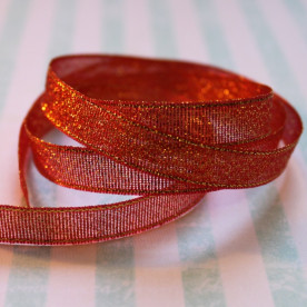 Блискуча теракотова стрічка з поліестеру, довжина 90 см, ширина 9 мм