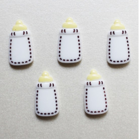 Кабошон белого цвета Детская Бутылочка, 12x22 мм, 1 шт