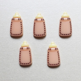 Кабошон Дитяча Пляшечка, в рожевому кольорі, 12x22 мм, 1 шт 