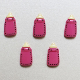 Кабошон ярко-розового цвета Детская Бутылочка, 12x22 мм, 1 шт
