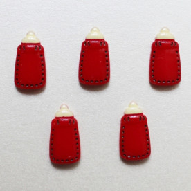Кабошон красного цвета Детская Бутылочка, 12x22 мм, 1 шт
