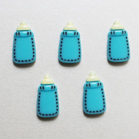 Кабошон голубого цвета Детская Бутылочка, 12x22 мм, 1 шт