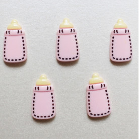 Кабошон рожевого кольору Дитяча Пляшка, 12x22 мм, 1 шт