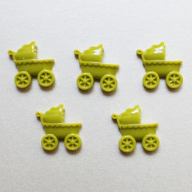 Кабошон зеленого цвета Коляска, 19х22 мм, 1 шт