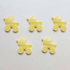 Кабошон желтого цвета Коляска, 19x22 мм, 1 шт