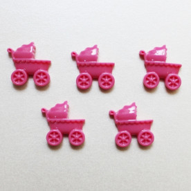 Кабошон ярко-розового цвета Коляска, 19x22 мм, 1 шт