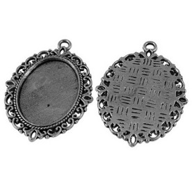 Основа під кабошон Рамочка кольору античного срібла, 40х28 мм