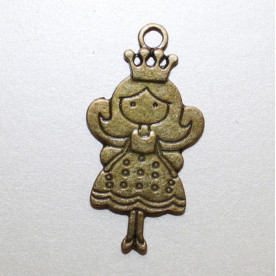 Металлическая подвеска "Принцесса" цвета античной бронзы, 48х25 мм, 1 шт
