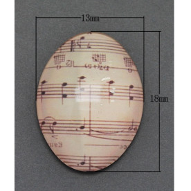 Кабошон Ноты бежевого цвета, овальный, 13х18 мм