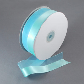 Лента из органзы и атласа голубого цвета, 25 мм, 90 см