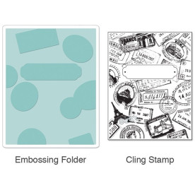 Папка для тиснення і гумовий штамп Postage and Frame від Sizzix
