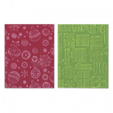 Папки для тиснення Gifts, Ornaments and Snowflake Set від Sizzix