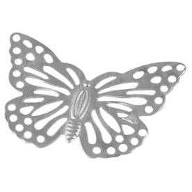 Металлическая подвеска "Бабочка" серебряного цвета, 19х29 мм, 5 шт