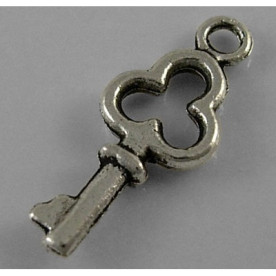 Металева підвіска "Ключик" кольору античного срібла, 16х6 мм, 10 шт