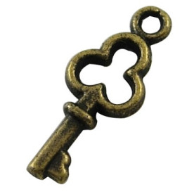 Металлическая подвеска "Ключик" цвета состаренной бронзы, 16х6 мм, 10 шт