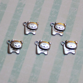 Металлическая подвеска "Котик" цвета античного серебра, 17х15 мм, 1 шт