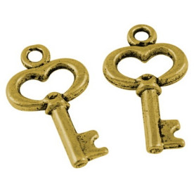 Металева підвіска "Ключик" кольору античного золота, 16х6 мм, 5 шт