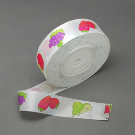 Атласная лента с принтом "Фрукты", ширина 40 мм, длина 90 см