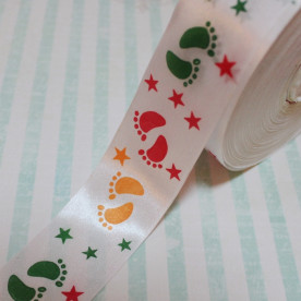 Атласна стрічка з принтом "Ніжки", ширина 40 мм, довжина 90 см