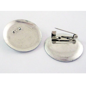 Металева заготовка для брошок, срібного кольору, діаметр 30 мм, 1 шт