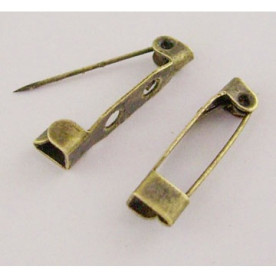 Металлическая заготовка для брошей цвета состаренной бронзы, 20х5 мм, 1 шт
