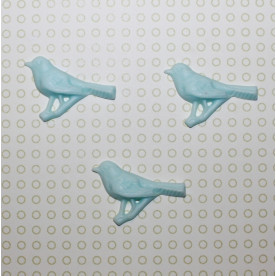 Кабошон Пташка на гілочці, 44х28 мм, блакитний