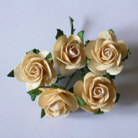 Набор 5 открытых роз 25 мм золотистого цвета