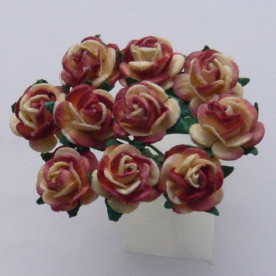 Набір 10 відкритих троянд 10 мм коричнево-кремові кольору