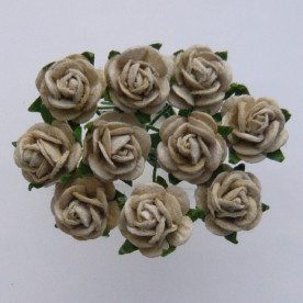 Набор 10 открытых роз 10 мм светло-коричневого цвета