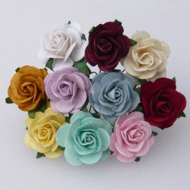 Набор 10 розочек 25 мм в разных тонах