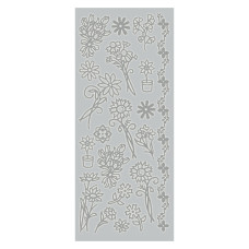Контурні наклейки срібного кольору Silver Flowers від Dovecraft