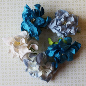 Набір декоративних квіток гарденії в блакитних тонах, 5 шт, 6,5 см