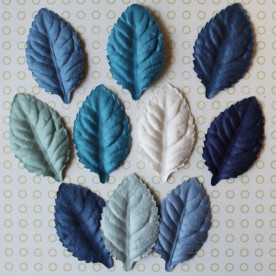 Набір декоративних листочків в блакитних тонах без стебла, 10 шт, 2,5х4,0 см