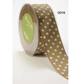 Стрічка GROSGRAIN / DOTS OLIVE / WHITE від May Arts, 4 см, 90 см