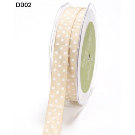 Стрічка GROSGRAIN / DOTS CHAMPAGNE / WHITE від May Arts, 16 мм, 90 см