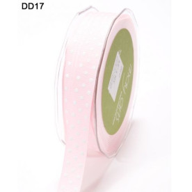 Стрічка GROSGRAIN / DOTS PINK / WHITE від May Arts, 16 мм, 90 см