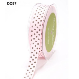 Стрічка GROSGRAIN / DOTS PINK / BROWN від May Arts, 16 мм, 90 см