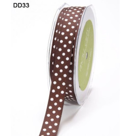 Стрічка GROSGRAIN / DOTS BROWN / WHITE від May Arts, 16 мм, 90 см
