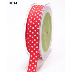 Стрічка GROSGRAIN / DOTS RED / WHITE від May Arts, 16 мм, 90 см