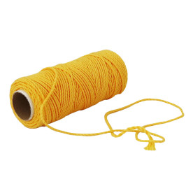 Шпагат бавовняний кольоровий - жовтий, 5 м, товщина 2-3 мм