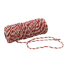 Шнур джутово-хлопчатобумажный, красно-белый, 5 м, толщина 2-3 мм
